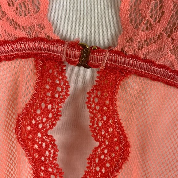 Victoria's Secret Small Nightie Chemise Lace Very Sexy See Through Peach Red - Picture 6 of 6